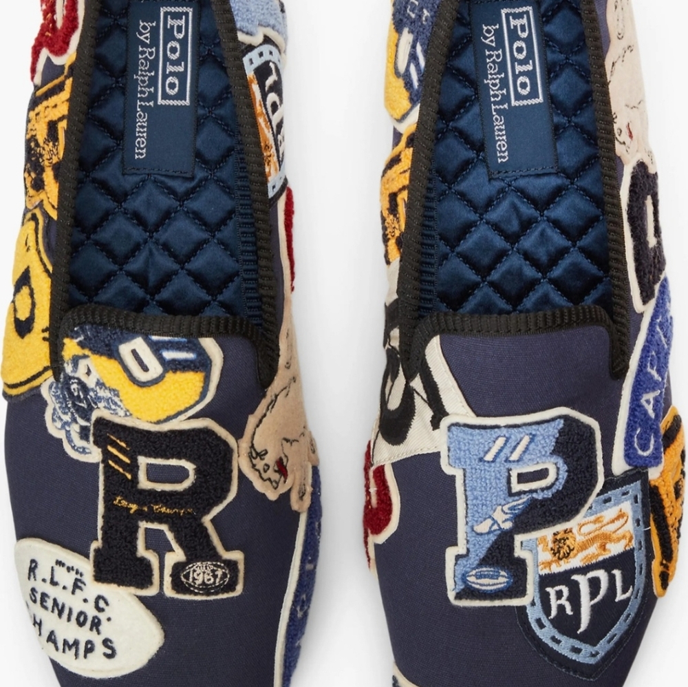 Polo by Ralph Lauren Navy Canvas Paxton Slip-Ons with Patch Accents - Picture 8 of 11